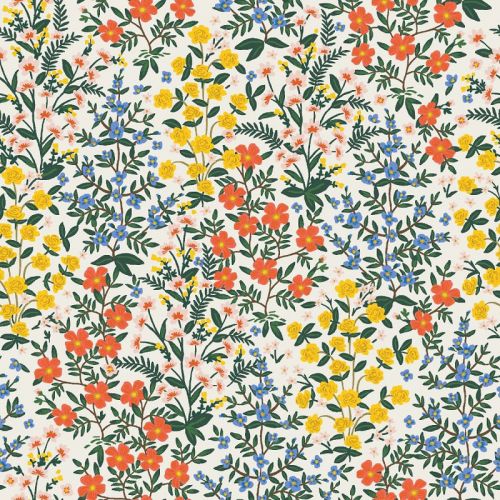 CAMONT COTTON BY RIFLE PAPER CO FOR COTTON + STEEL - FIELDS OF FLOWERS CREAM