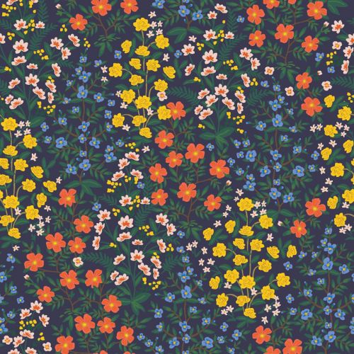 CAMONT COTTON BY RIFLE PAPER CO FOR COTTON + STEEL - FIELDS OF FLOWERS NAVY