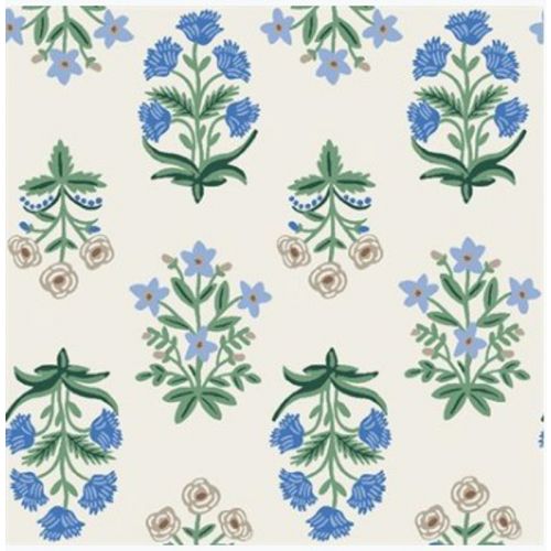 CAMONT COTTON BY RIFLE PAPER CO FOR COTTON + STEEL - BOUQUET OF FLOWERS BLUE