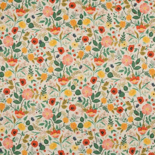 CAMONT UNBLEACH COTTON CANVAS BY RIFLE PAPER CO FOR COTTON + STEEL - WILD FLOWERS NATURAL