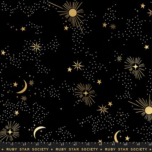 BIRTHDAY SATIN COTTON 108 IN BY SARAH WATTS FOR RUBY STAR SOCIETY - COSMOS BLACK