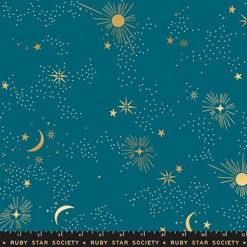 BIRTHDAY SATIN COTTON 108 IN BY SARAH WATTS FOR RUBY STAR SOCIETY - COSMOS TEAL