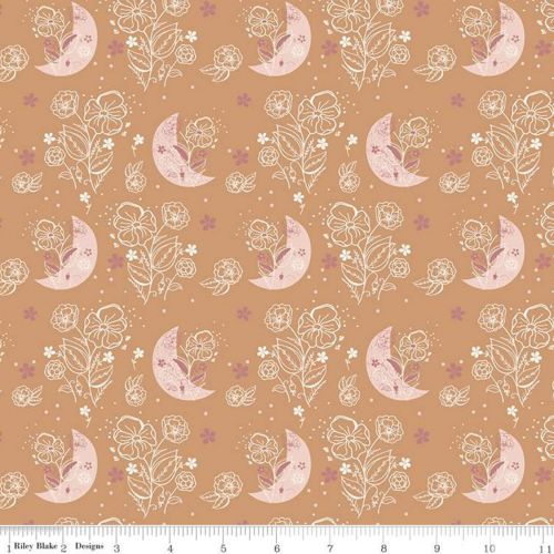 BENEATH THE WESTERN SKY COTTON BY GRACEY LARSON FOR RILEY BLAKE - MIDNIGHT FLOWERS ORANGE