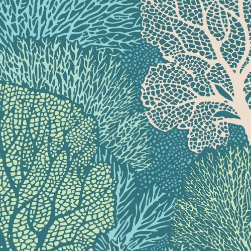 COTTON BEACH COTTON BY TILDA - CORAL REEF TEAL