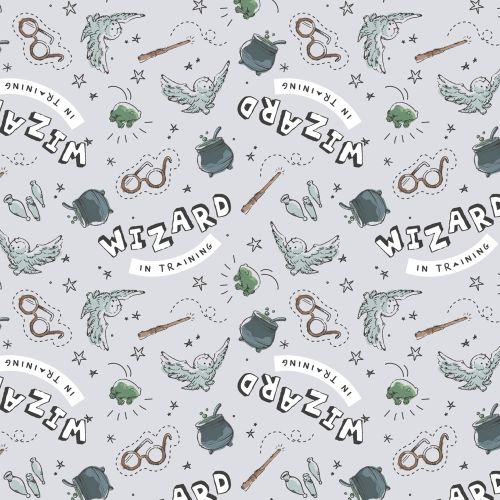 CHARACTER NURSERY COTTON BY CAMELOT - WIZARD IN TRAINING GREY