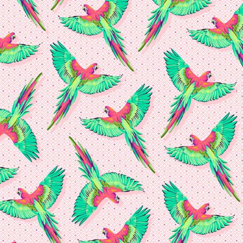 DAYDREAMER COTTON BY TULA PINK FOR FREE SPIRIT - MACAW YA LATER DRAGONFRUIT