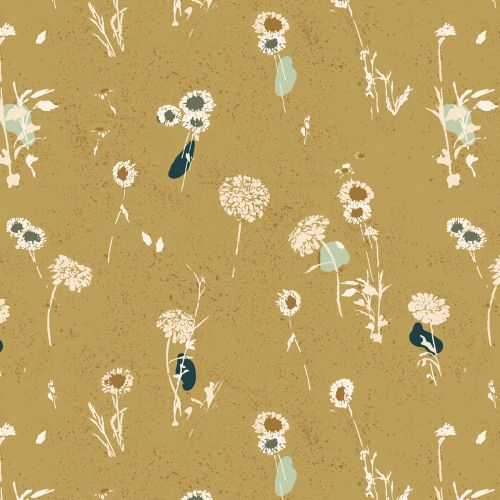 SUMMER FOLK COTTON BY LISSIE TEEHEE FOR COTTON+STEEL - PAINTED MEADOW HONEY