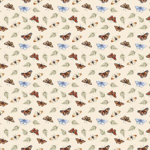 HEAVENLY HEDGEGROW COTTON BY JACKIE CARKILL FOR FIGO - BUTTERFLIES BLUSH