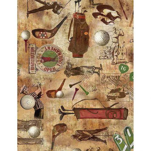 PAR FOR GOLF COTTON BY TIMELESS TREASURES - GOLF COFFEE
