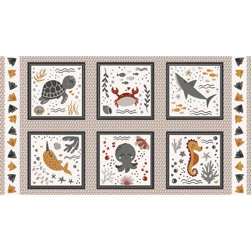 WATER BABIES COTTON PANEL BY STUDIO E - WATER BABIES BLOCS IVORY