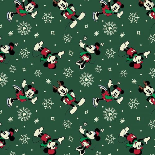 WINTER HOLIDAY III COTTON BY CAMELOT - FESTIVE MICKEY GREEN