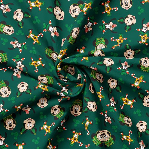MICKEY & FRIENDS HOLIDAY COTTON HOLIDAY FUN - GREEN