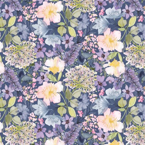HOUSE OF BLOOMS COTTON FLORAL SYMPHONY - PERIWINKLE