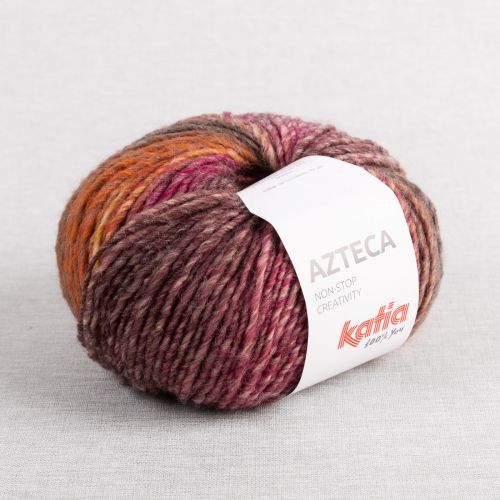 KATIA AZTECA - 7870 BROWN-RASPBERRY RED-LIGHT PINK-YELLOW