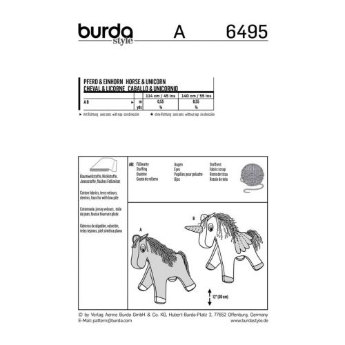 BURDA - 6495 PELUCHE - CHEVAL ET LICORNE