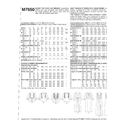 M7650-A5 - HAUTS, TUNIQUE ET ROBE POUR FEMMES - 6 À 14