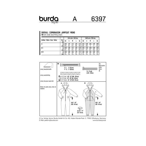 BURDA - 6397 COMBINAISONS AMPLES - UNISEXE