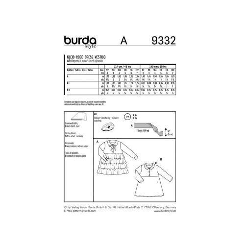 BURDA - 9332 ROBES POUR ENFANTS