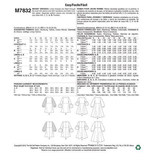MCCALLS - M7832 FITTED DRESSES FOR MISS - 6-14