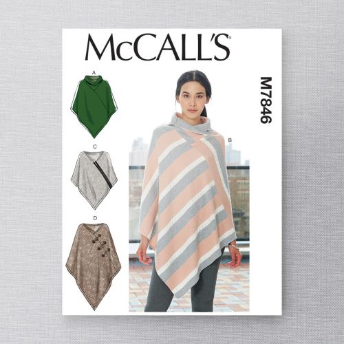 MCCALLS - M7846 VERY LOOSE-FITTING PONCHOS FOR MISS - XS-M