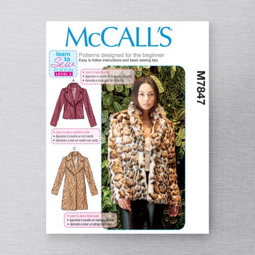 MCCALLS - M7847 FITTED COATS FOR MISS - XS-XL