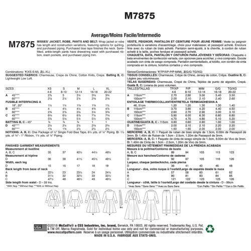 MCCALLS - M7875 ENSEMBLE DE NUIT POUR FEMMES - G-TG