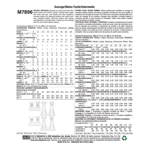 MCCALLS - M7896 ROBES DE SOIRÉE POUR FEMMES - 6-14