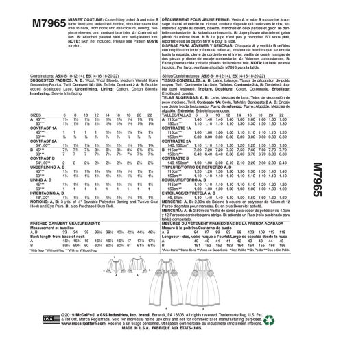 MCCALLS - M7965 DÉGUISEMENT ROBE - FEMME POUR 6-14