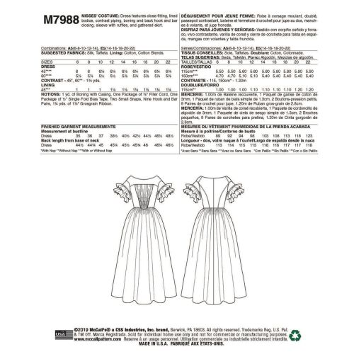 MCCALLS - M7988 DÉGUISEMENT ROBE D'ÉPOQUE POUR FEMMES - 14-22