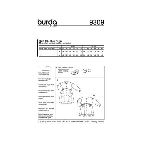 BURDA - 9309 ROBE POUR ENFANT