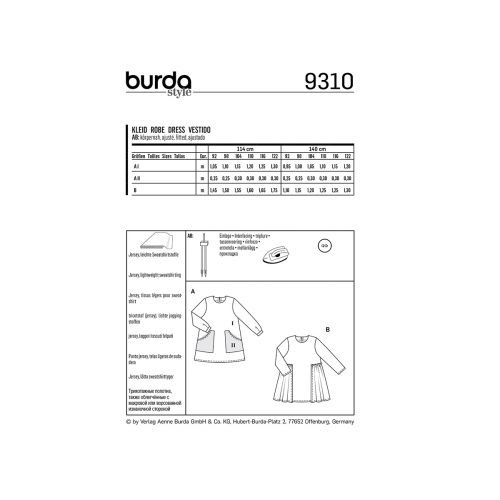 BURDA - 9310 ROBE POUR ENFANT