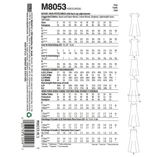 MCCALLS - M8053 ROBES POUR FEMME - 8 À 16