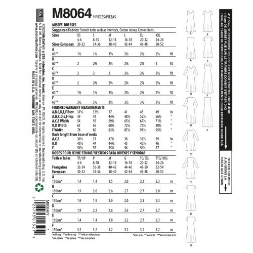 MCCALLS - M8064 ROBES POUR FEMME - G À TTG