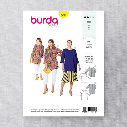 BURDA - 6214 T-SHIRTS POUR FEMME 