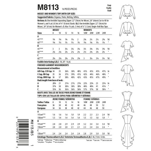 MCCALLS - M8113 TOPS FOR MISS - 8-16