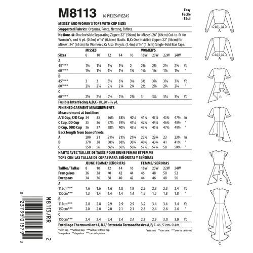 MCCALLS - M8113 TOPS FOR MISS - 18W-24W