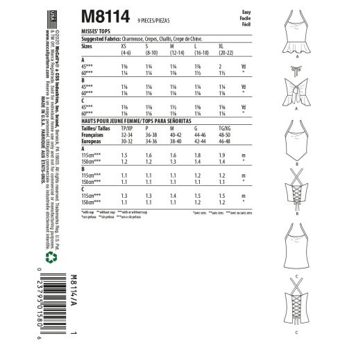 MCCALLS - M8114 TOPS FOR MISS - XS-XL