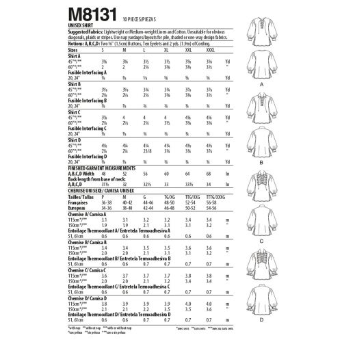 MCCALLS - M8131 - COSTUMES UNISEX - S-XXXL
