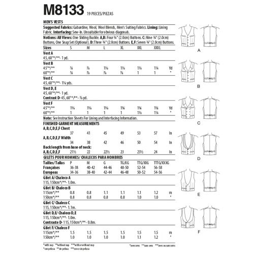 MCCALLS - M8133 - COSTUMES FOR MEN - S-XXXL