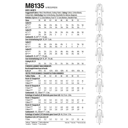 MCCALLS - M8135 - COSTUMES FOR MEN - 38-44