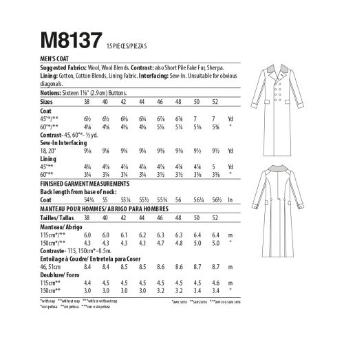 MCCALLS - M8137 - COSTUMES FOR MEN - 38-44