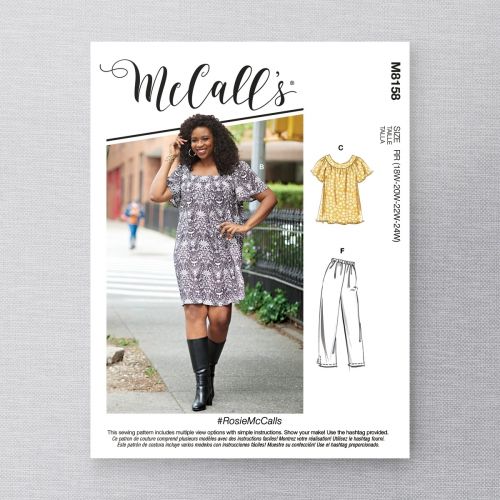 MCCALLS - M8158 TOPS, DRESSES AND PANTS FOR MISS/WOMEN - 18W-24W
