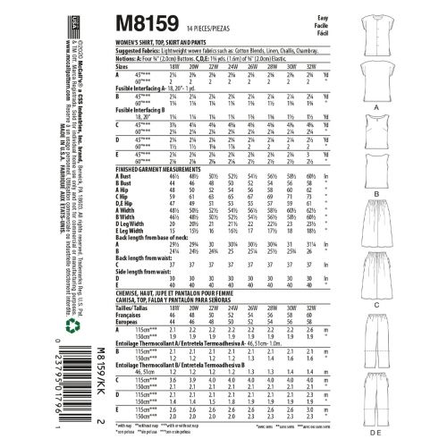 MCCALLS - M8159 SEPARATE KIT FOR MISS/WOMEN - 26W-32W