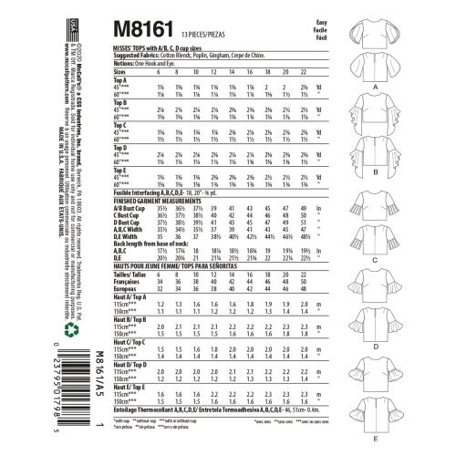 MCCALLS - M8161 TOPS FOR MISS - 6-14