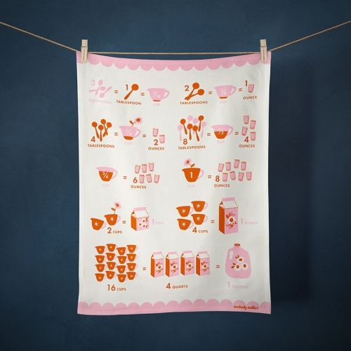 TEA TOWEL BY MELODY MILLER FOR RUBY STAR SOCIETY - MEASUREMENT CON WHITE