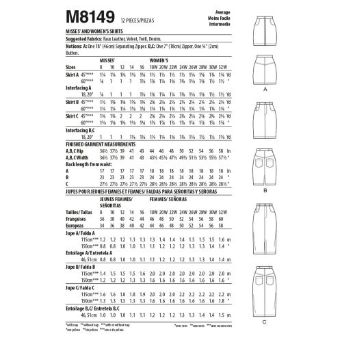 MCCALLS - M8149 SKIRTS FOR MISS - 8-16