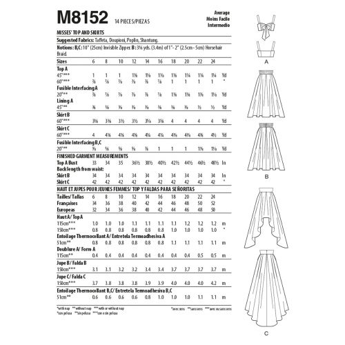 MCCALLS - M8152 TOP AND SKIRTS FOR MISS - 6-14