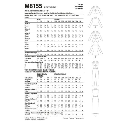 MCCALLS - M8155 VEST AND JUMPSUIT FOR MISS - 8-16