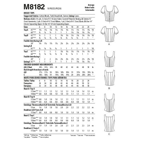 MCCALLS - M8182 TOPS FOR MISS - 6-14