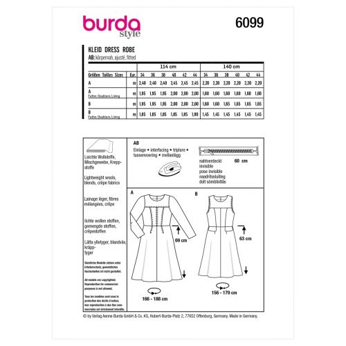 BURDA - 6099 DRESSES FOR MISS